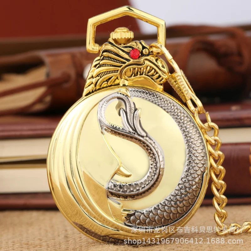 -Border Quartz Watch New Design Ruby Golden Waist Chain Flip Quartz Pocket Watch In stock