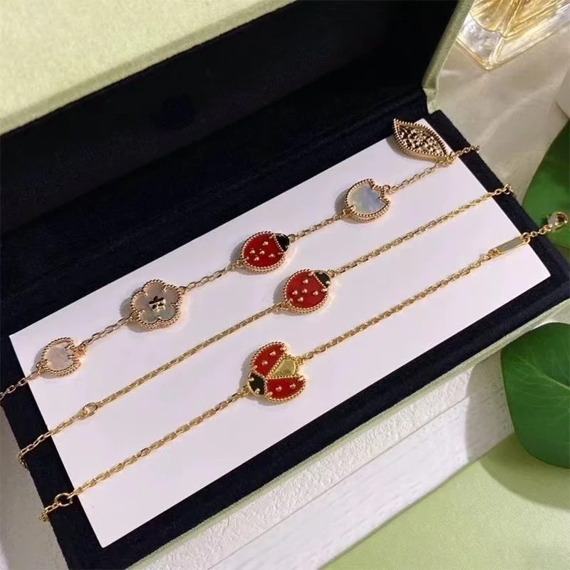 

2024 Bestselling Trendy Brand Bracelet Women's White Fritillaria Lucky Flower Seven Star Ladybug Luxury Jewelry