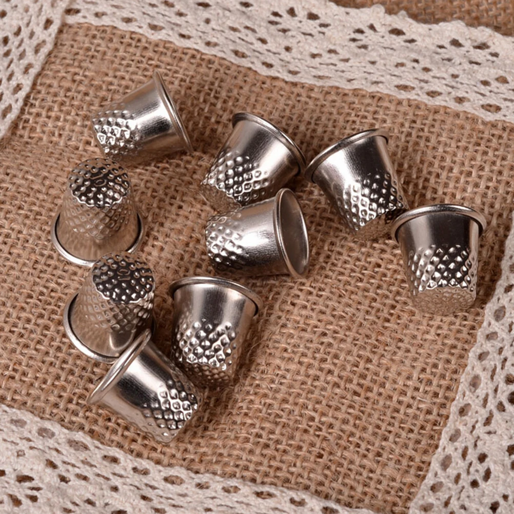 10Pcs Handmade DIY Protective Finger Thread Pressing Specialized Silver Metal Top Needle Sewing Accessory Tool