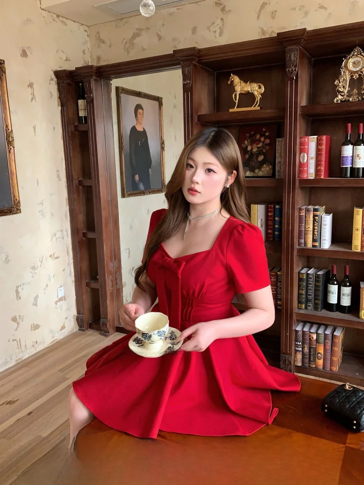 

Летнее женское платье SOUL Sweet Sle больших размеров с узлом, элегантное, премиум-класса, с коротким рукавом, макси-платье