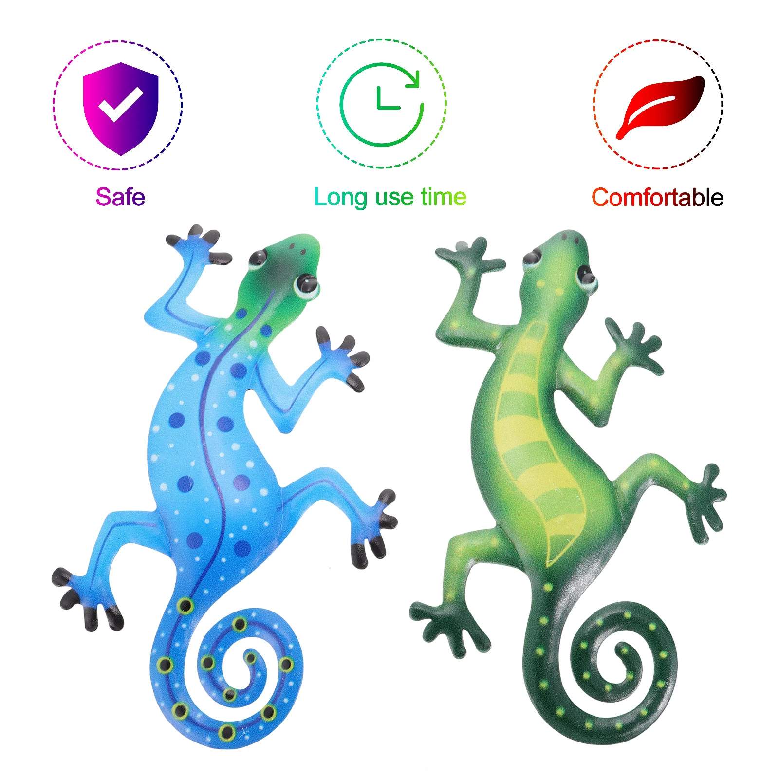 2個の金属製ヤモリの吊り下げ飾り、鮮やかな壁掛けアート装飾、クリアな質感、リビングルーム、寝室、庭、ドア、窓の装飾に