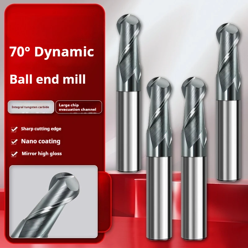2 Flute HRC70 Ball Nose End Mill Coated Tungsten Carbide CNC Milling Cutter for Stainless Steel R0 5 2 4 6 8 10 12mm