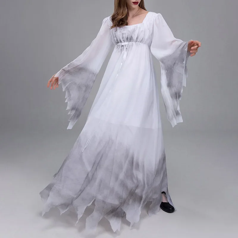 

Womens Halloween Zombie Bride Ghost Dress Up Costume Gossamer Ghost Dress Zombie Bride Cosplay Victorian Gothic Fancy Dress