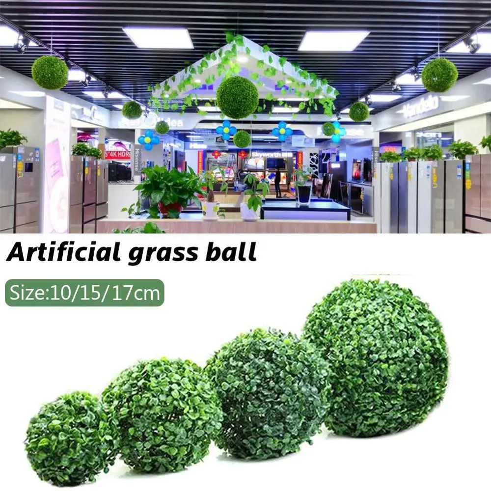 Plastic Hanging Hotel Home Outdoor Yard Artificial Plant Grass Ball Leave Ball Garden Decoration