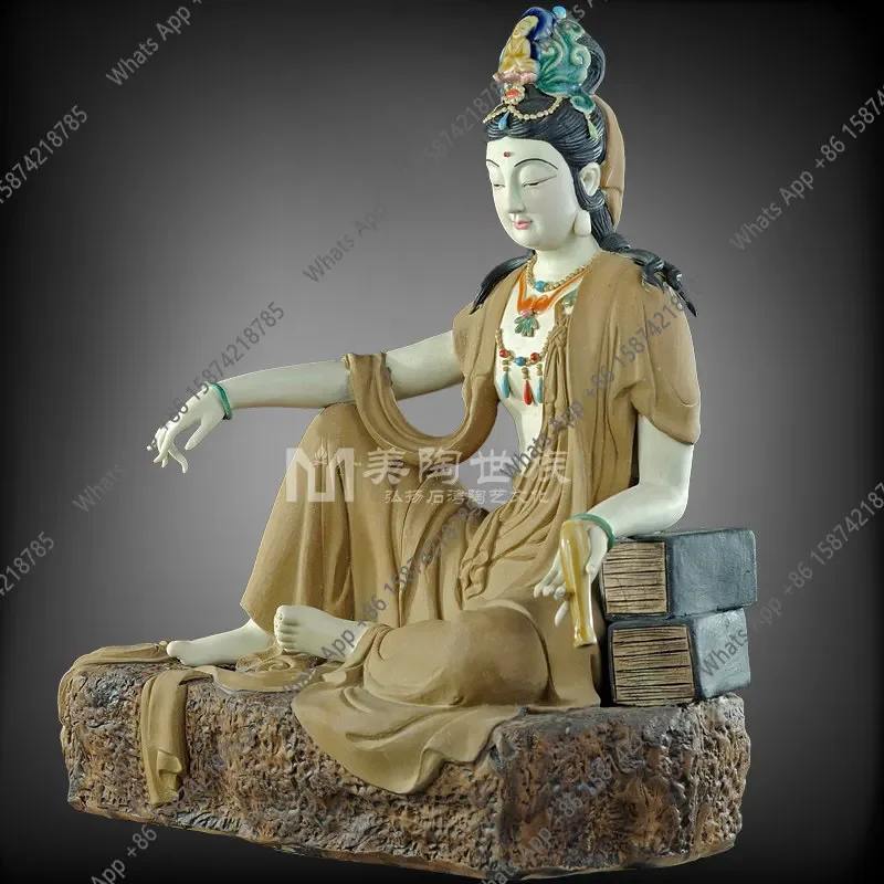 ZL Shiwan doll master Feng Zhiwei boutique home living room TV wine cabinet town house decoration Guanyin ceramic ornament