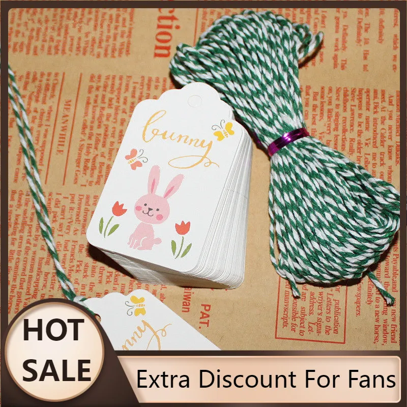 Fashion  50pcs Easter Rabbit Kraft Paper Tags Labels DIY Wedding Craft Gift Easter Decorations For Home Hanging Ornaments