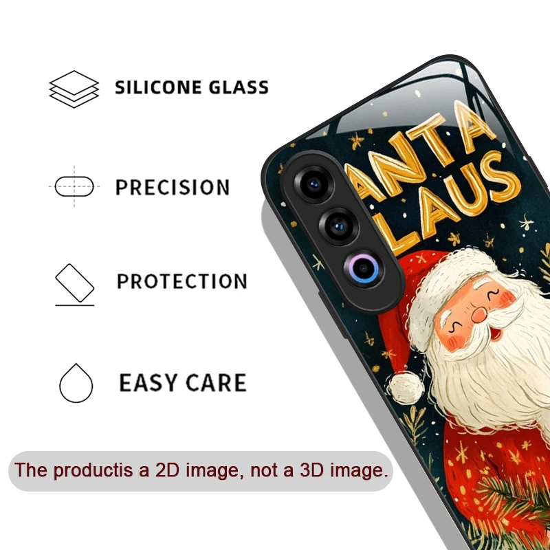 لطيف عيد الميلاد سانتا كلوز نمط الزجاج المقسى جراب هاتف ل Oneplus 13 R 12 11 10 9 Nord 2T CE 4 3 2 Lite ACE 2 3 Pro Cover