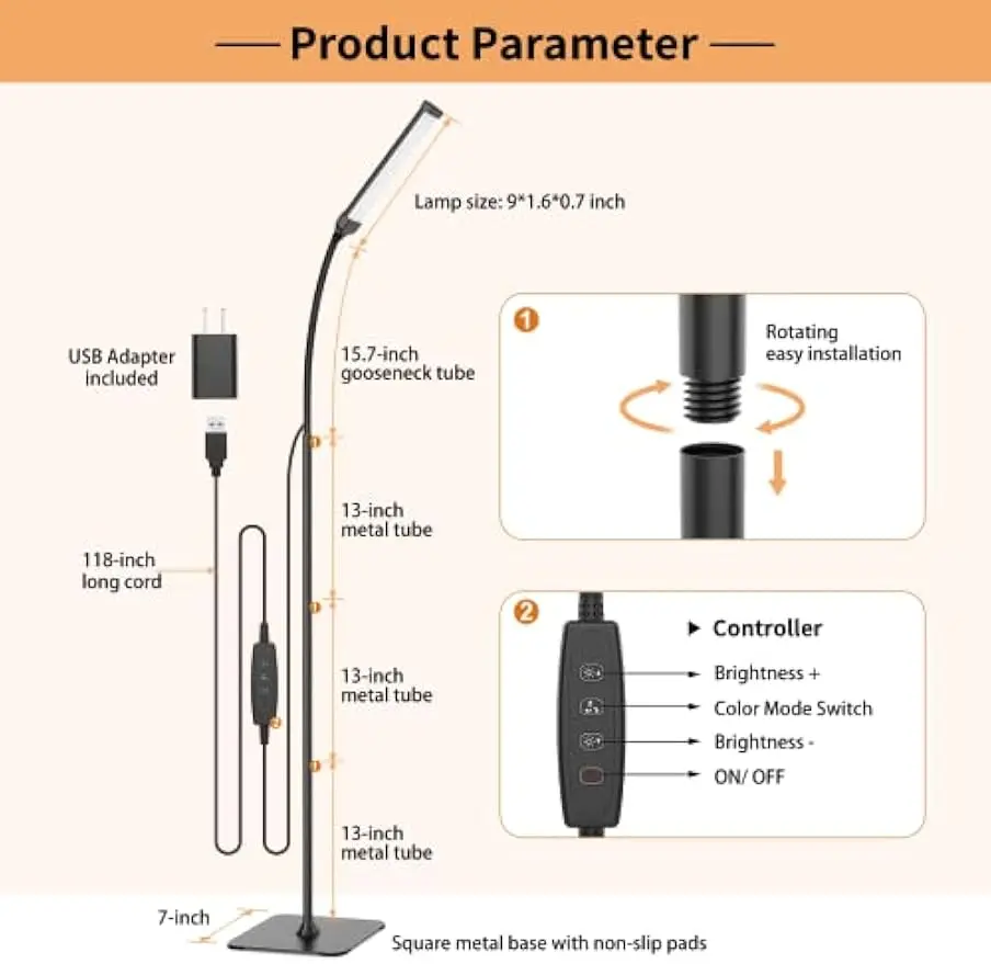 Obrázek 7: LED podlaha lampa pro žití pokoj stepless nastavitelný 3000K-6000K barvivo & jas dívat se na lampa 120 LED čtení podlaha lamp
