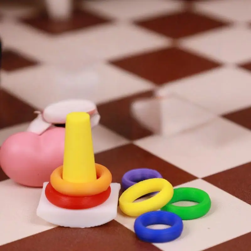 【M】2 Sets Dollhouse Early Learning Rainbow Stacking Toys Puzzle Development Intelligence Rainbow Tower Baby Toy Gift Stack Ring