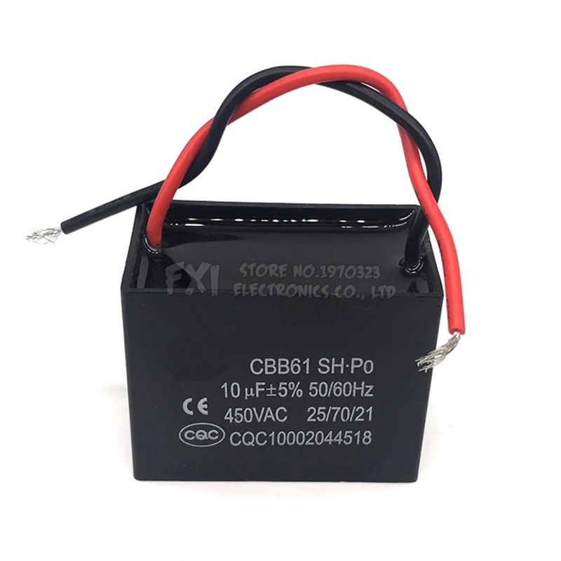 Condensador de arranque de ventilador de CA CBB61, 20 piezas, 450V, Motor CBB, hjxrhgal, 1UF, 1,2 UF, 1,5 UF, 2UF, 2,5 UF, 3UF, 3,5 UF, 4UF