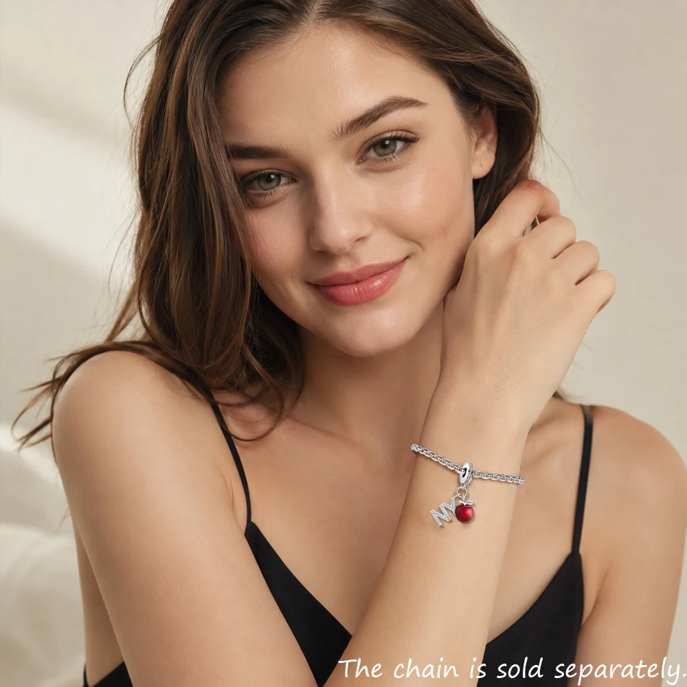 Charm-Anhänger NY Appel für Damen und Herren, Frühling, echtes 925er-Sterlingsilber, trendige New York-Geschenke – Detail 1