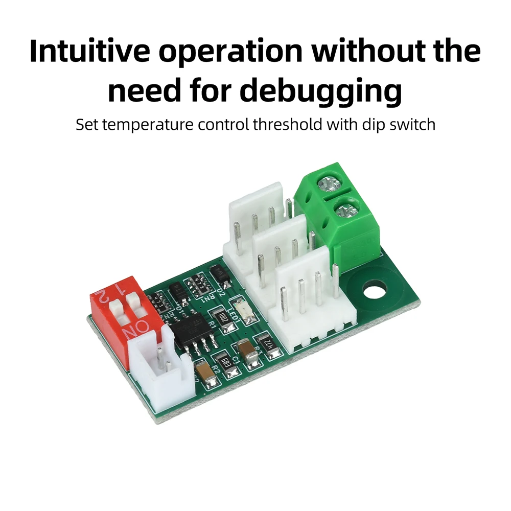 3Way 4Wire Fan Speed Controller with Temperature Controlled Speed Regulation PWM DIP Switch Temperature Control DC12V/24V