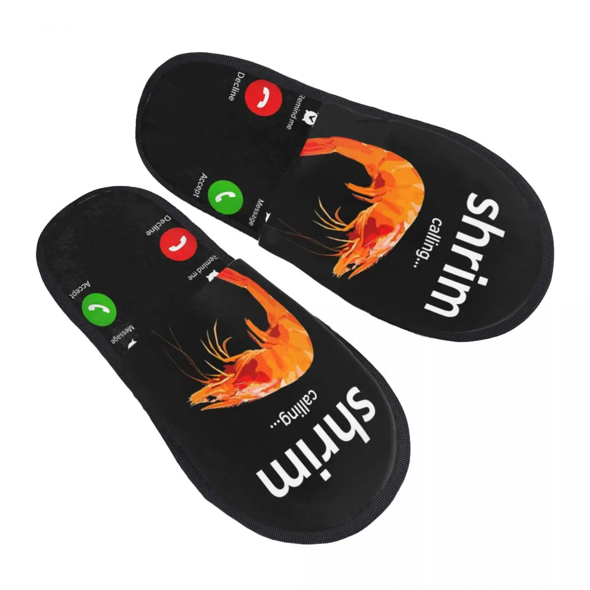 

Shrim Is Calling Misspelled Funny Shrimp Calling Meme Winter Plush Slippers Bedroom Soft Memory Foam Slides Anti Slip