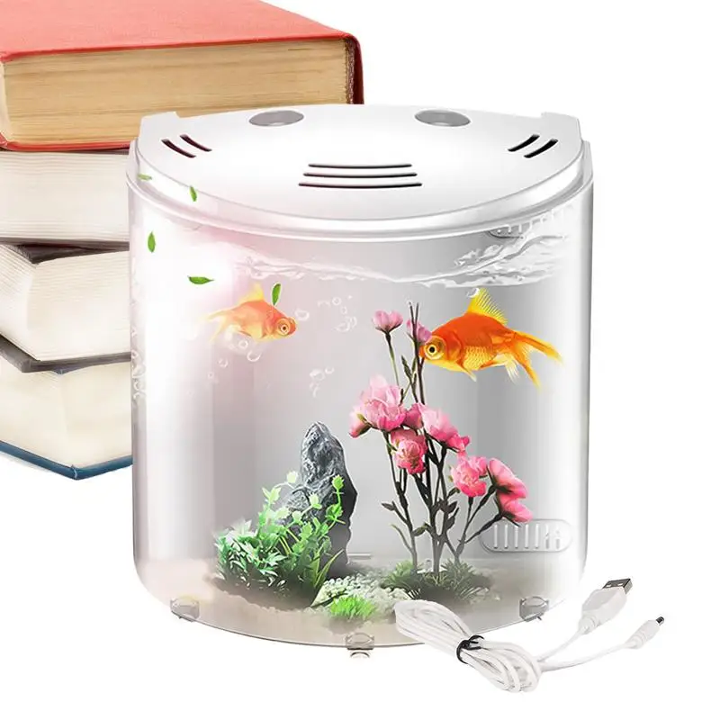 

Betta Aquarium Betta Aquarium Tank Fish Tank Clear Container With Water Pump Transparent Fish Aquarium For Snails Small Crabs