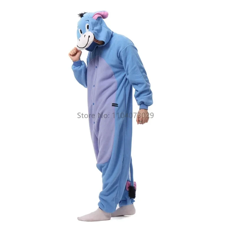 ハロウィンコスチュームコスプレ-★-onesieshow-動物着ぐるみパジャマ-カバーオール-大人子供用-漫画風ロバ-パジャマパーティー-女性男性用-ホームウェア-☆-新しい