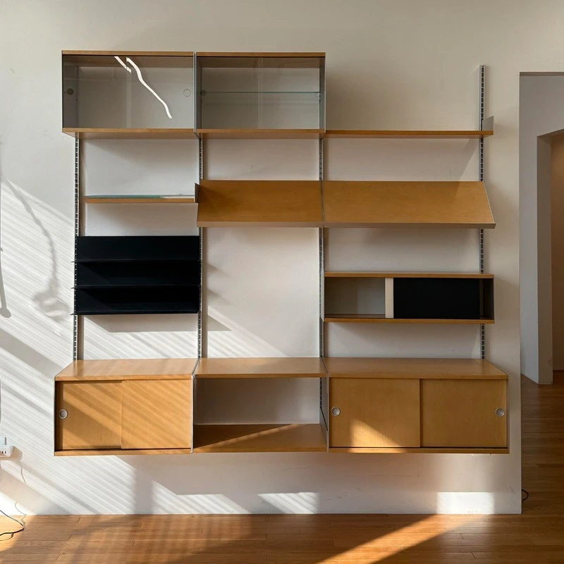 Living room ocean panel wall baffle rack wall-mounted multi-layer bookshelf combination storage cabinet