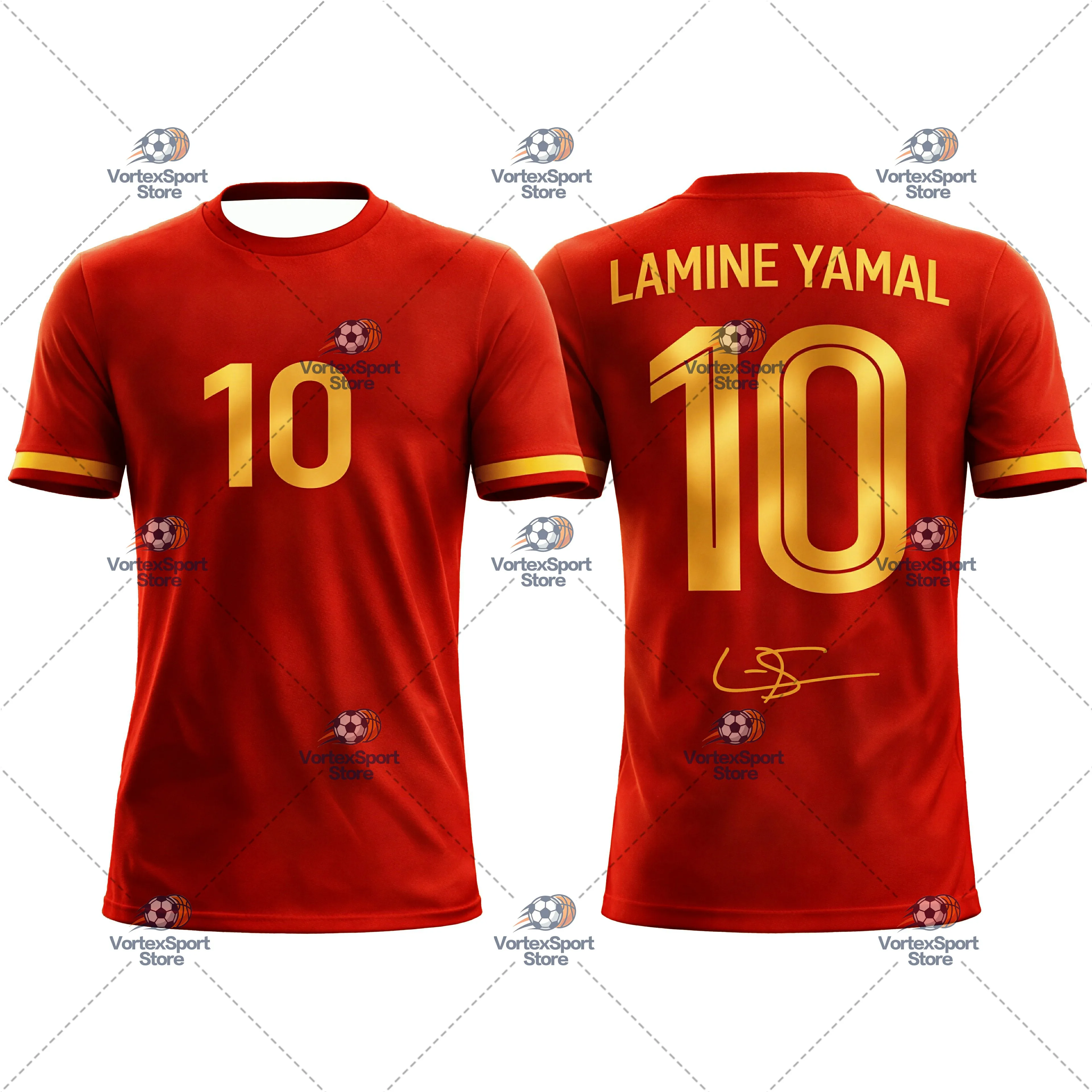 Explosions Kinder- und Herren-Fußballtrikot Spanien Nr. 10, Schnelltrocknend, Alle Größen, Kurzarm, O-Ausschnitt, Yamal Fußball-Fan-Trikot – Detail 6