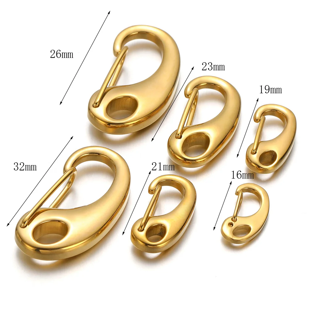 5pcs Stainless Steel D-shaped Gold Plated Lobster Clasps Hooks Connectors Necklace for DIY Jewelry Making Supplies