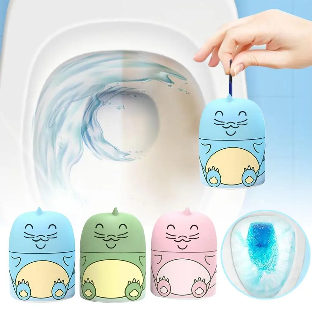 Cute Dinosaur Toilet Cleaner With Lanyard Toilet Deodorant Artifact Bathroom Drawstring Toilet Cleaner Fresh Fragrance