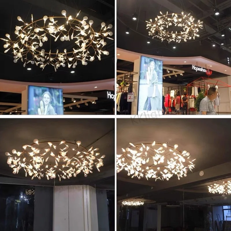 Nordic Romantic Firefly Living Room Ceiling Chandelier Modern Kitchen Dining Table Pendant Lamp Designer Industrial Chandelier