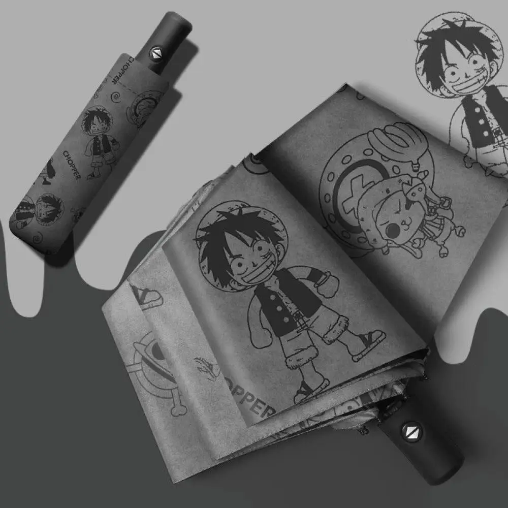Аниме-зонт One Piece Luffy, автоматический складной, с защитой от ультрафиолета UPF50+, 8 спиц, компактный, ветроустойчивый, для дождя и солнца, подарок.