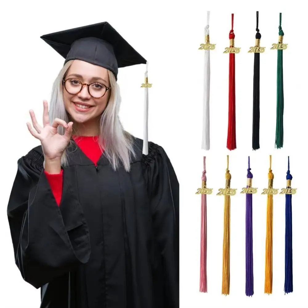 Polyester Alloy Academic Tassel Hanging Pure Color DIY Crafts Charm Pendant 2025 Style 9 Colors Student Dress Up Tassel