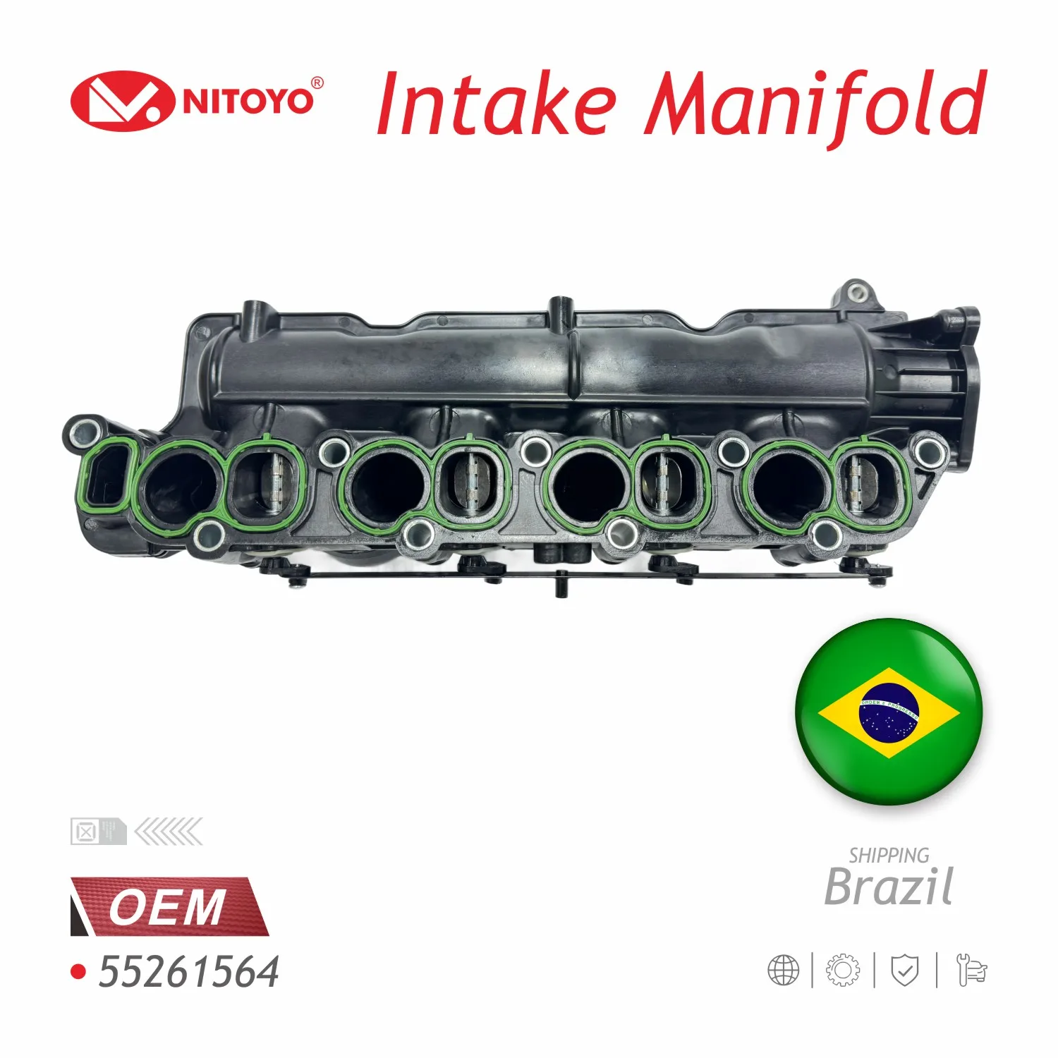 Coletor de admissão NITOYO para FIAT TORO 2.0 16V, JEEP COMPASS 2.0 16V, JEEP RENEGADE 2.0 16V, 55261564