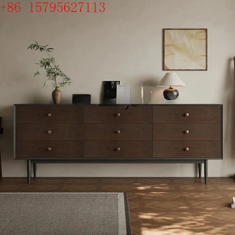 

02Solid wood dining side, living room household large-capacity storage storage, entrance cabinet nine chest cabinet