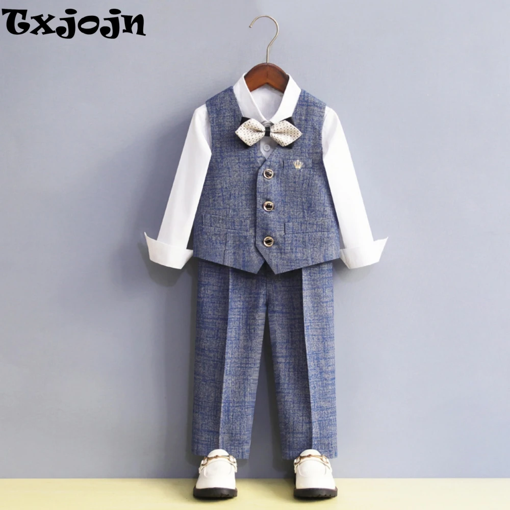 

Hot Sale Children's Handsome Suit Set 5 Pieces Back-to-school Outfit Classic Elegant Boys Suits School Activities Tuxedo On Sale