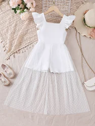 2024 Summer Special New Product Girl Fashion Trend Pure White Jumpsuit Party Jacquard Mesh Jumpsuit