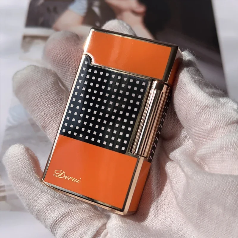 

New Derui Windproof Gas Inflated Lighter Jet PING Bright Sound Pipe Cigar Torch Lighter Compact Butane Flint Lighter Men Gift