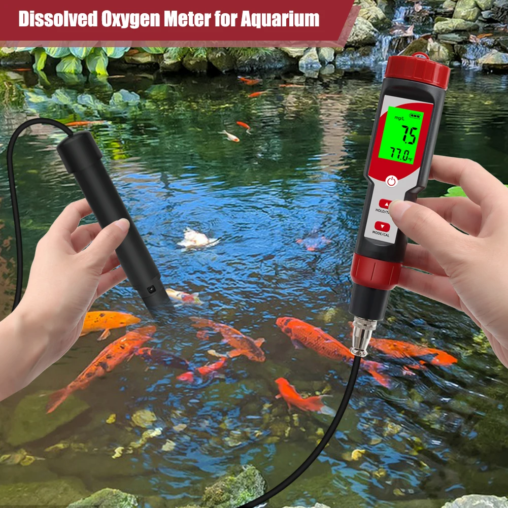 Yieryi Digital Oxygen Meter for Aquarium Seawater Freshwater DO Tester Aquatic Plants Hydroponics Water Detector 0.0-40.0mg/L