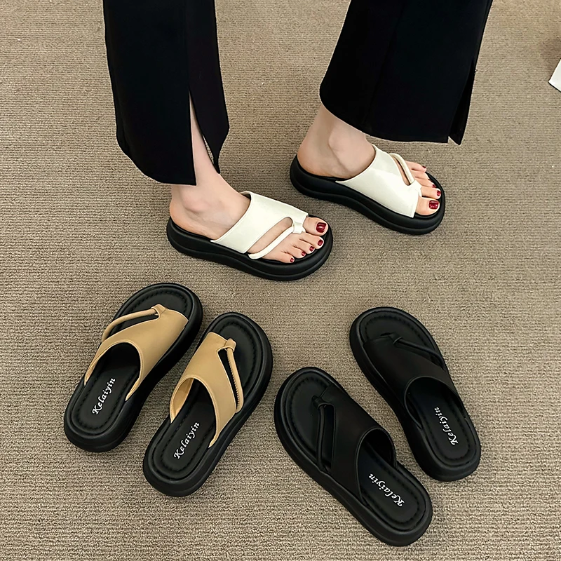 Shoes Women Rubber Flip Flops Slippers Summer Pantofle Slides Shale Female Beach Platform Soft Hawaiian 2024 Sabot Casual