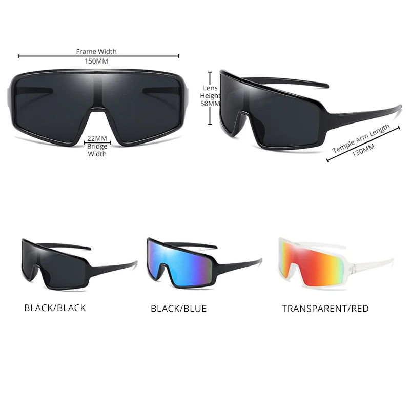 Lunettes de soleil de sport rouges pour hommes, classiques, noires, grandes, vintage, conduite, randonnée, unisexe, UV400