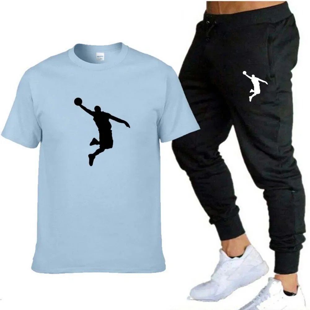 Men Short Sleeve T Shirt+Trousers Set Full Men\'s Tracksuit for Men Clothes Designer Clothes Pants Men\'s Summer Suit Running Sets