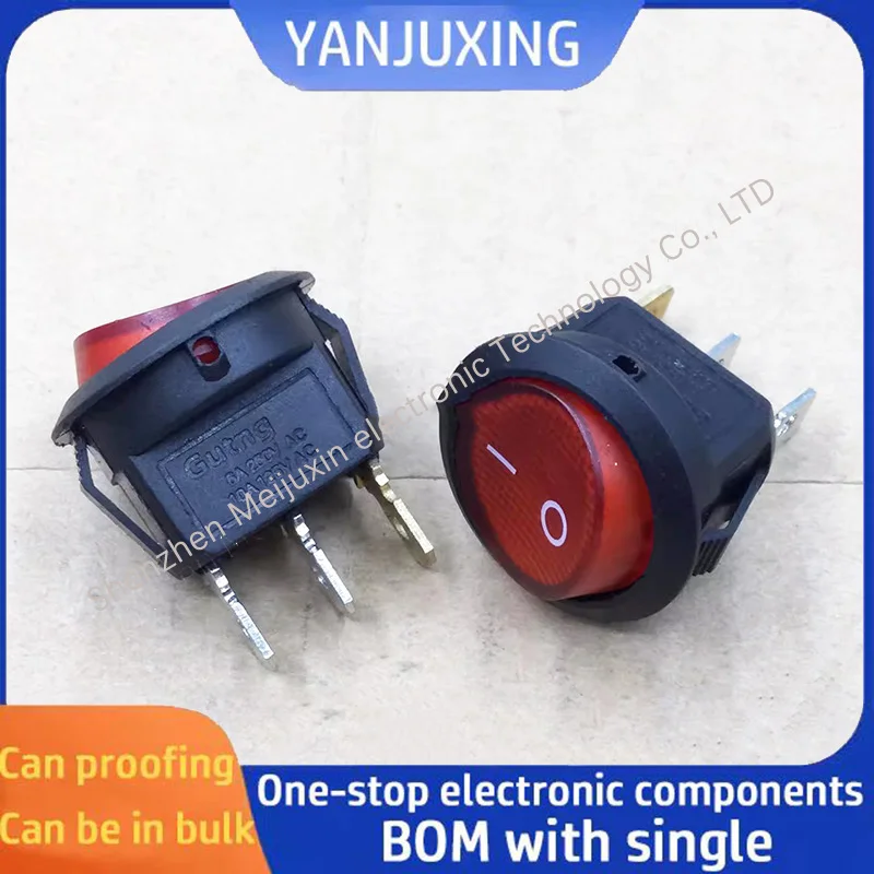 1~5pcs/lot High current 6A round boat switch 3 pin 2 speed with indicator 20mm key switch KCD2