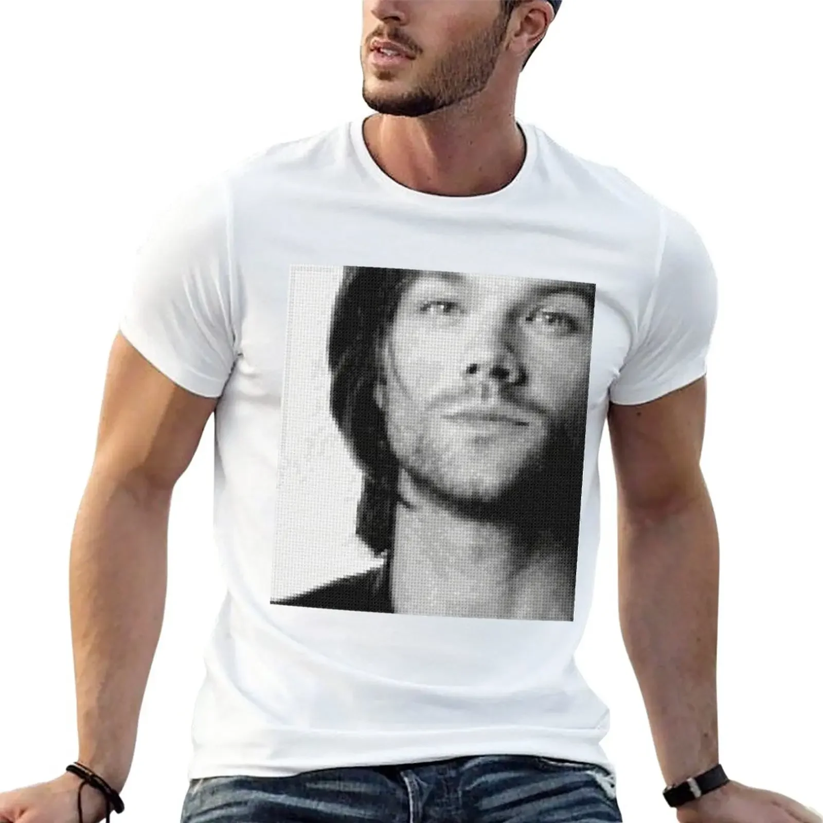 

Jared Padalecki-Black and White T-Shirt anime vintage boys whites mens graphic t-shirts hip hop