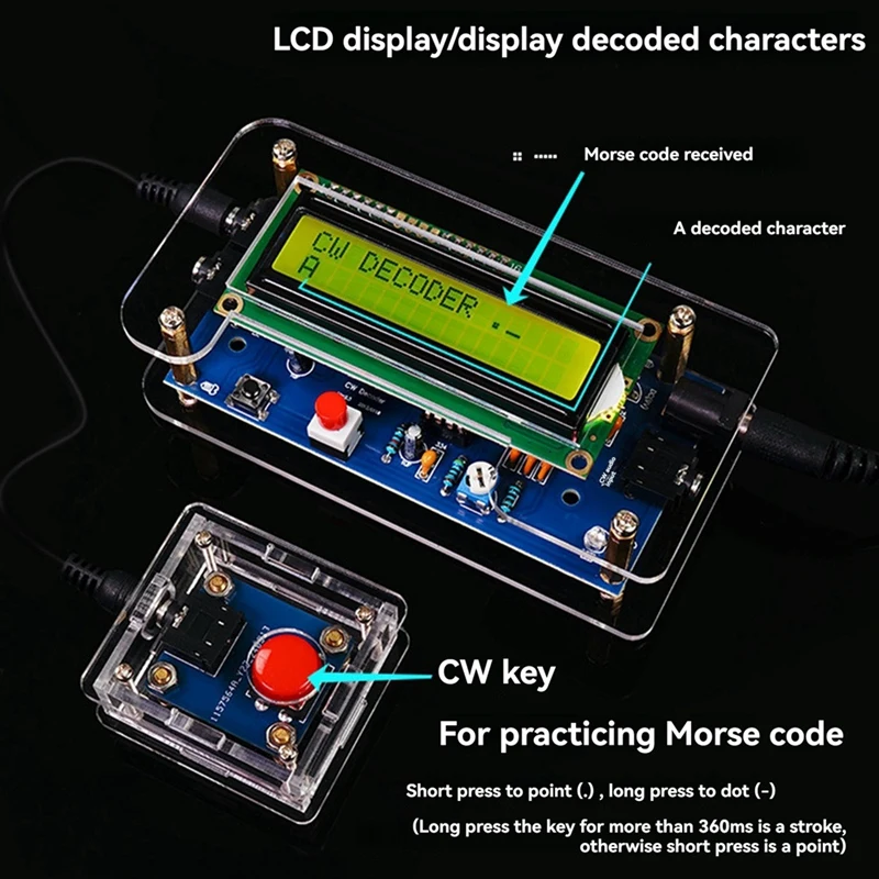 Cs decodificador de código morse, placa de circuito em massa, transmissor sem fio, receptor, kit eletrônico de prática de soldagem diy, plugue americano