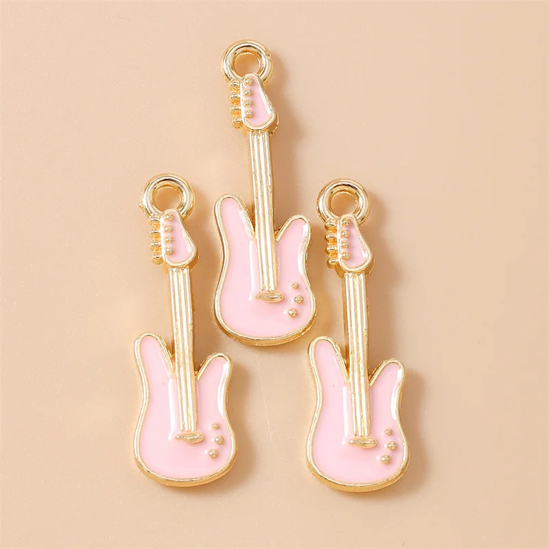 Leslie 10 Stück Niedliche Emaille Musiknoten-Gitarren-Anhänger für Schmuckherstellung, Halsketten, Schlüsselanhänger, Handgemachtes Kunsthandwerk – Detail 14
