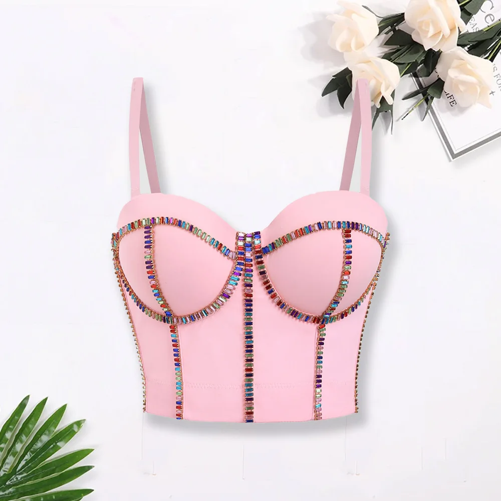 Amazon's best selling diamond beads suspenders wearing nightclub party corsets wearing sexy hottie breasts