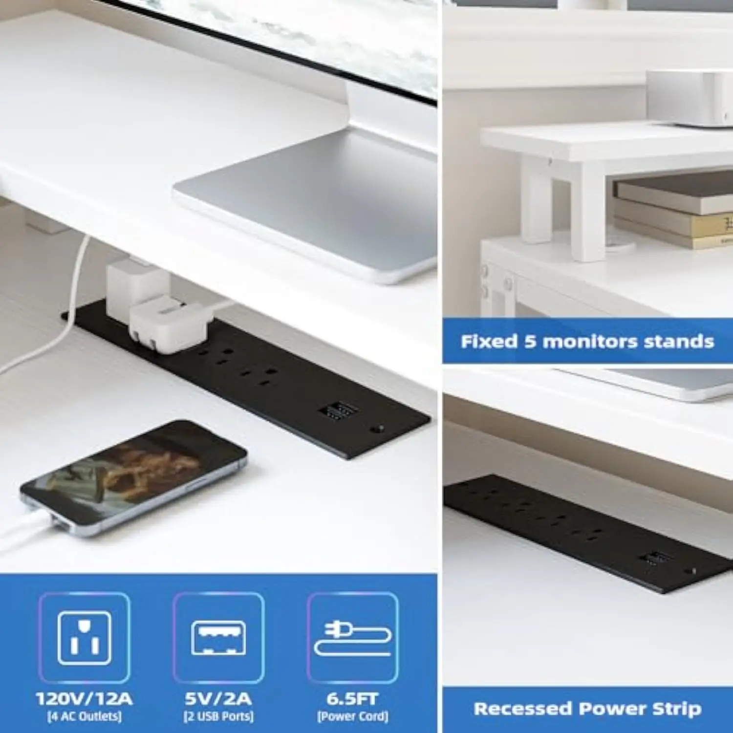 L Shaped Gaming Desk,68 Computer Desk with Power Outlets & LED Lights, Home Office Desk with File Drawer, Corner Desk with Mon