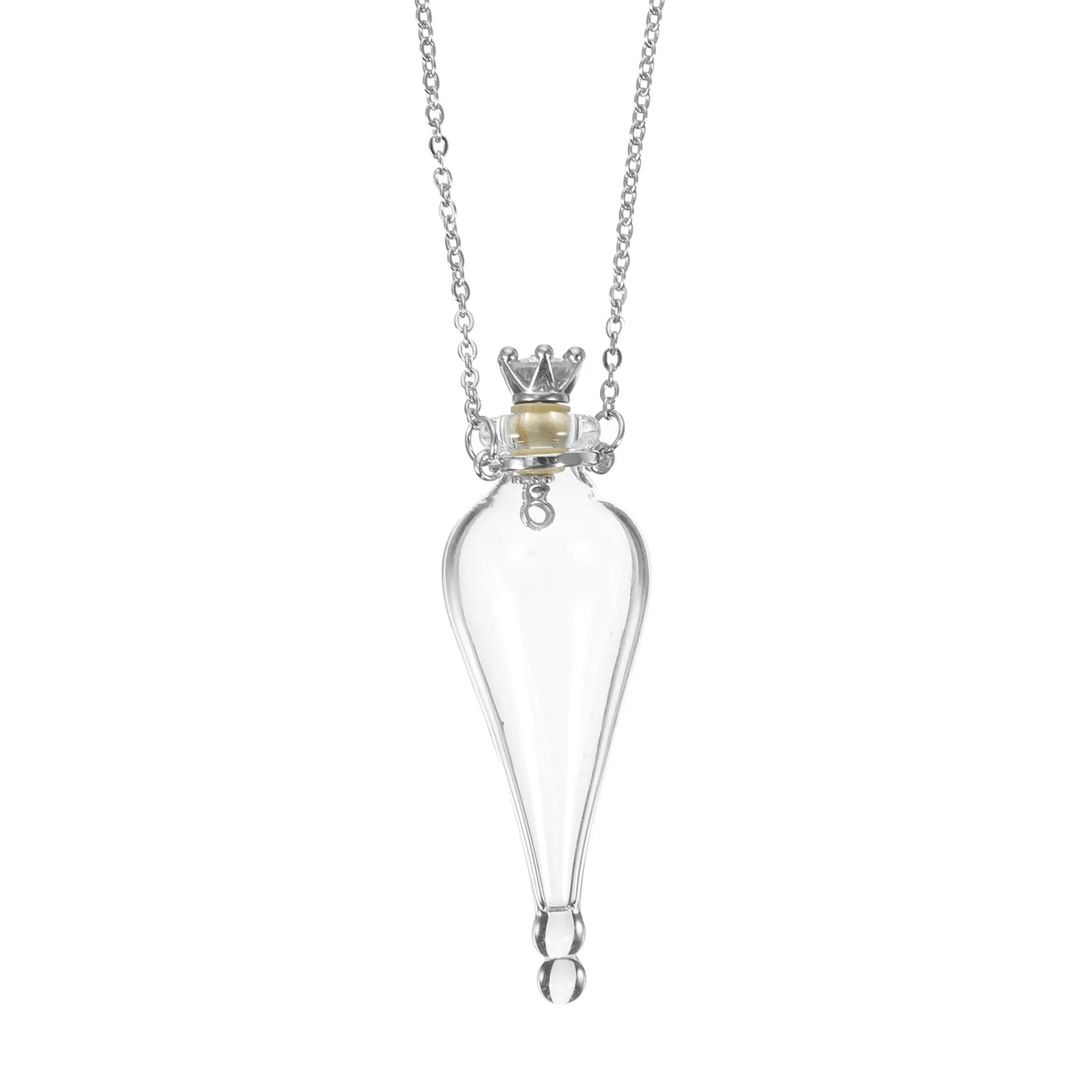 

Миниатюрное стеклянное ожерелье-флакон: прозрачный кулон-флакончик с цепочкой, идеально подходит для памятных сувениров с медового месяца, хранения парфюмерии, организации и декоративного оформления.