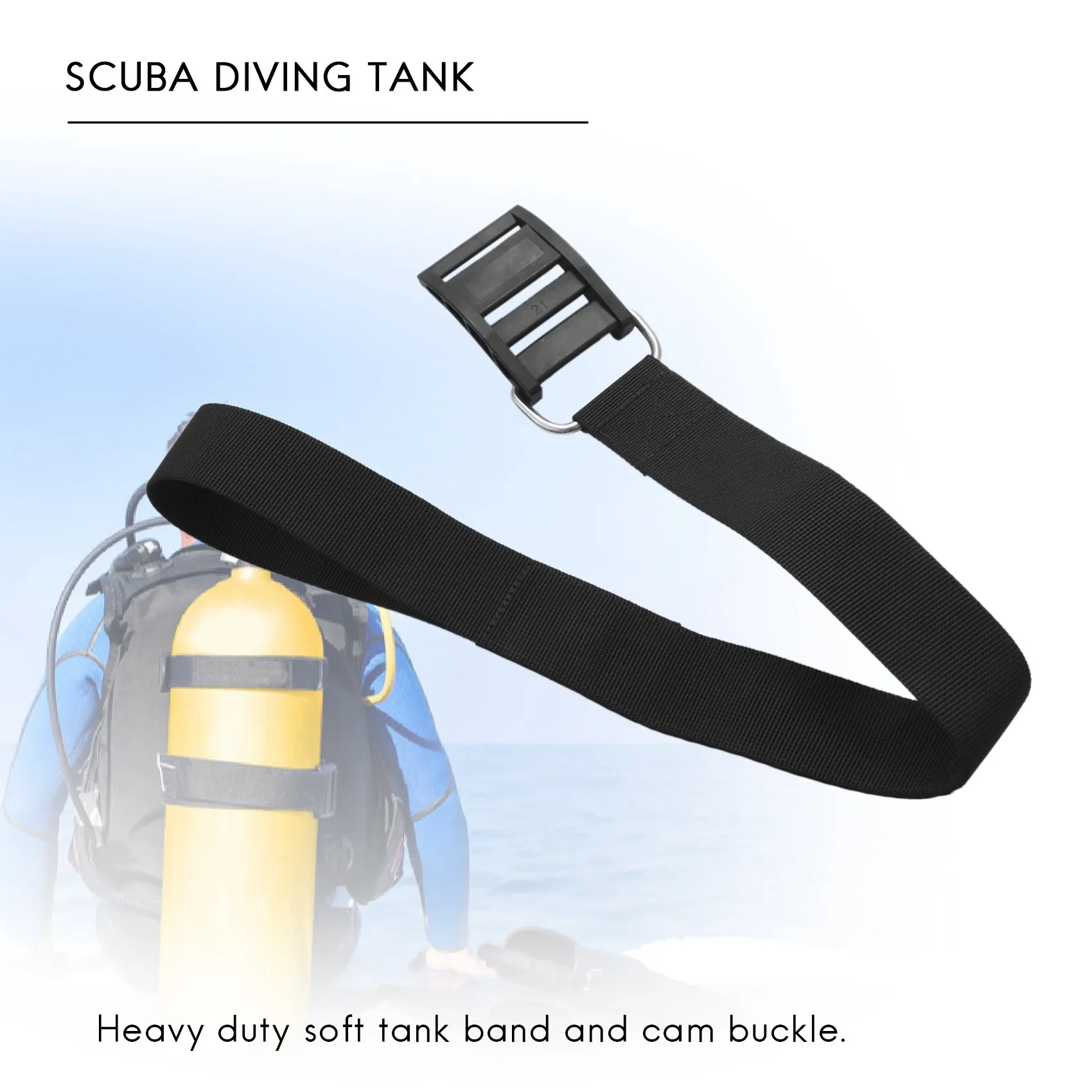 2Pcs Scuba Diving Tank Cylinder Strap Weight Webbing Belt with Buckle Black