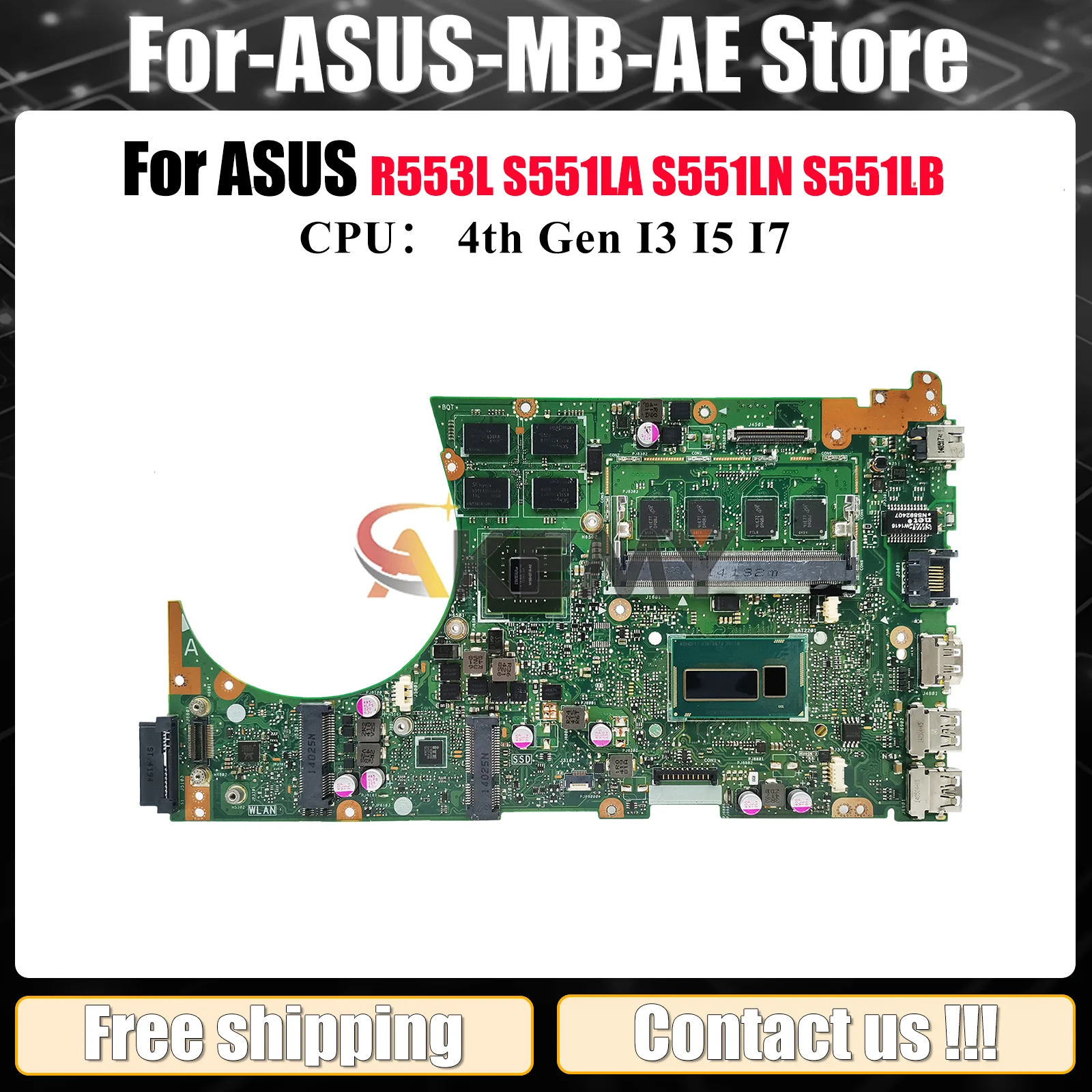 

S551LN Материнская плата для ноутбука ASUS VivoBook S551LN S551LA S551L R553L S551LB Материнская плата для ноутбука с процессором I3 I5 I7 100% тестирование ОК