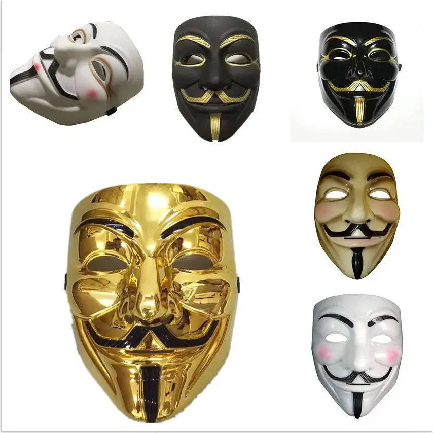 Adult Halloween Christmas Party Gift Film Theme Guy Fawkes Mask V for Vendetta Anonymous Hacker Cosplay Mask for Entertainment