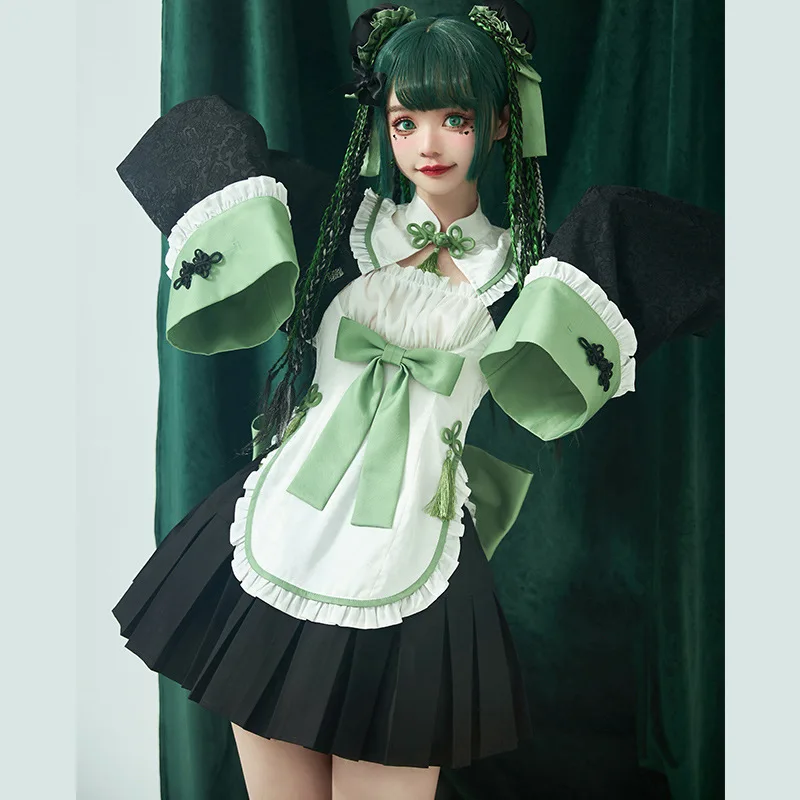 Cute Green Panda Bamboo Lolita OP Dress stile cinese donna migliorato Kawaii Girl Lolita abiti Vestidos Halloween Christmas Set