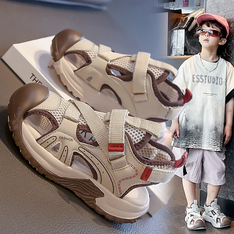 

Children's Baotou Sandals 2025 Summer New Boys' Sports Beach Shoes Breathable Soft Bottom Outdoor Girls' River Tracing Shoes