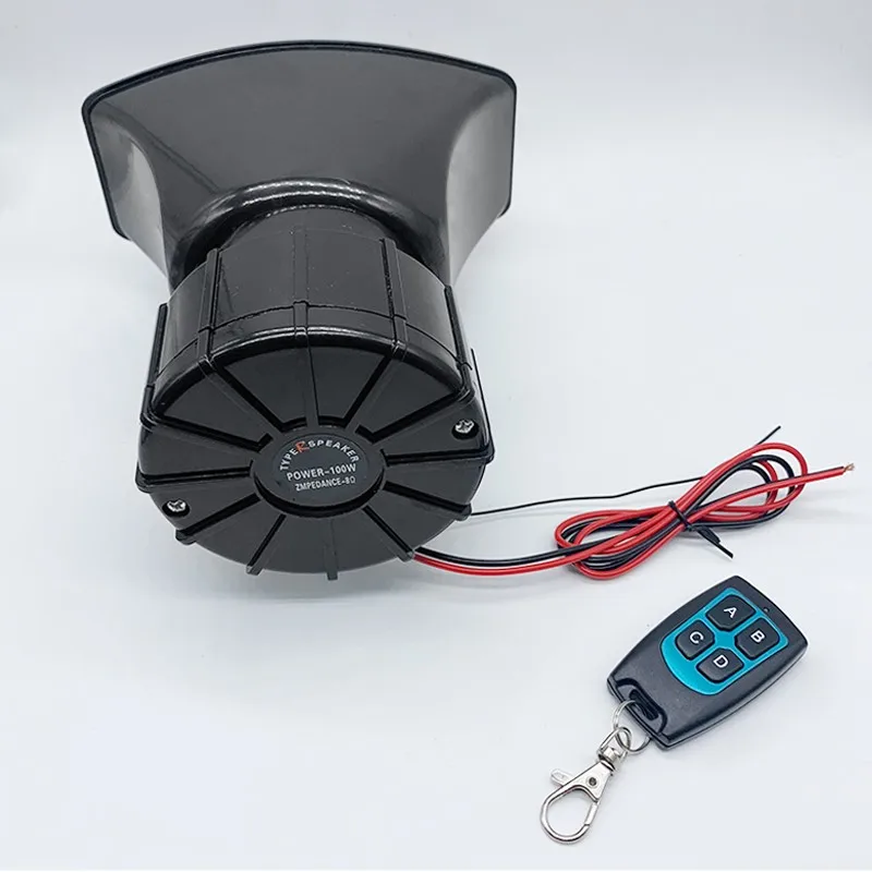 100W 12V DC Car mounted Alarm Professional Power Amplifier System Handheld Remote Control for All Specific Vehicles with 4 Alarm
