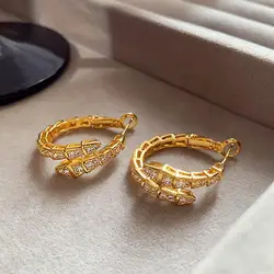 RAKOL Design Sense Classic Snake Shaped Micro Set Zircon Drop Earrings Luxury Jewelry Accessories For Women At Wedding Parties