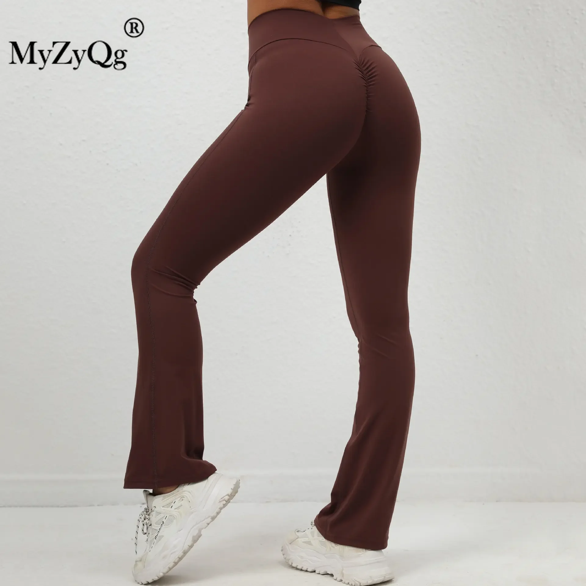 MyZyQg Women Yoga Pant Elastic Sports Peach Buttock Horn Show Thin Dance Training Running Sports Fitness Leggings